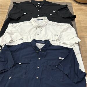 Columbia Casual Button Down Shirt Black, Navy, and White